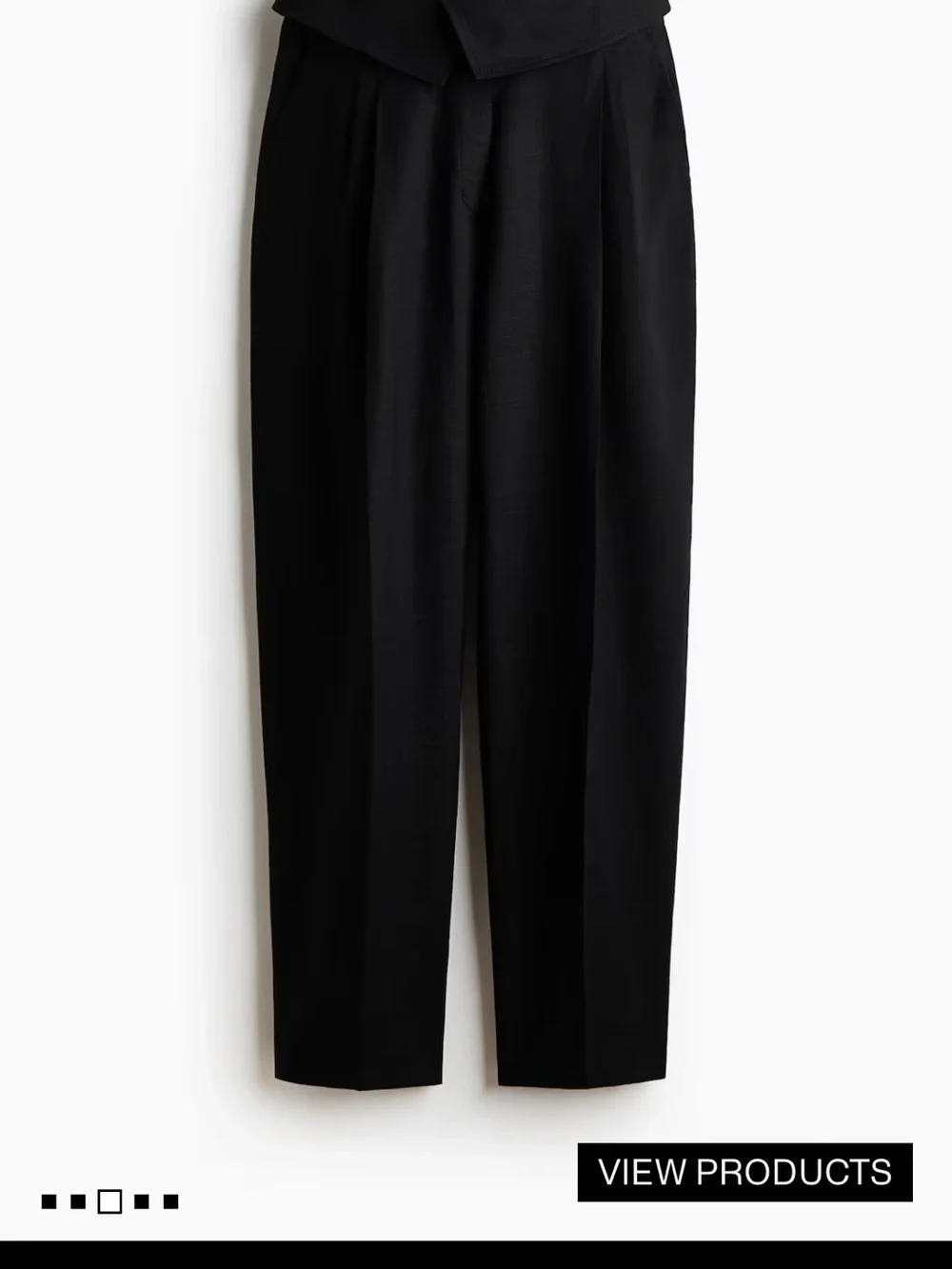 Fold over waist linen blend pants